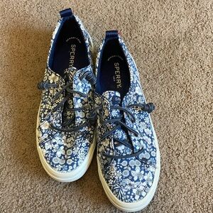 Blue Floral Sperry Boat Sneakers
